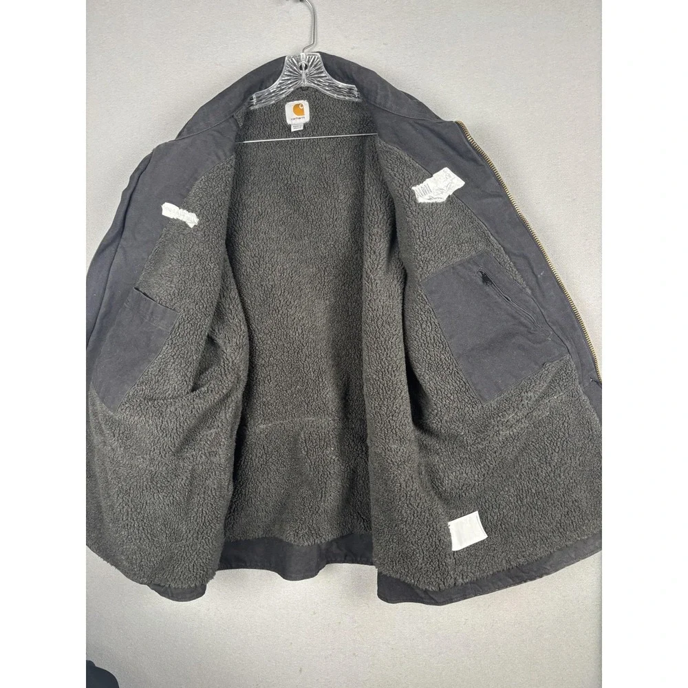 Carhartt Jacket Mens 2XL Black Sherpa Lined Canvas Work Coat C61 BLK IMIA Marine